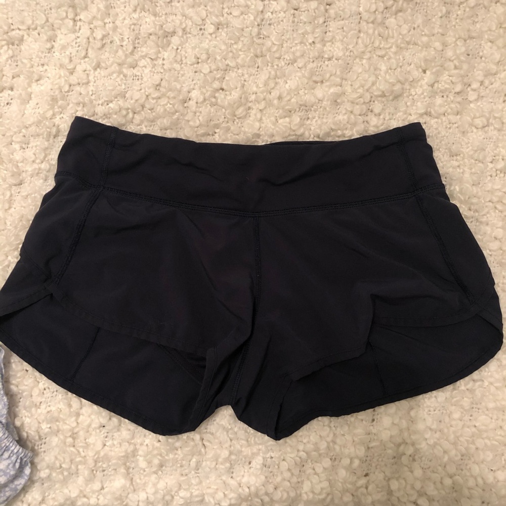 lululemon speed up shorts size 4 navy blue